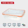 570 ml rectangular glass food container with color Vented PP Lid